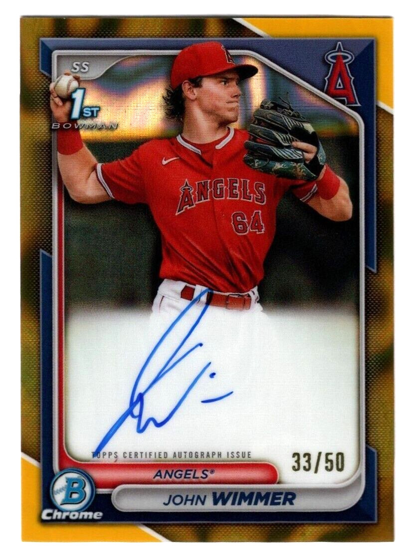 John Wimmer 2024 Bowman Chrome 1st Year Gold Lava Refractor Autograph Auto 33/50
