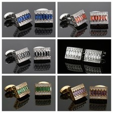 Men's Luxury Sparkle Crystal Cufflink Wedding Party Rhinestone Boxed Cuff Link