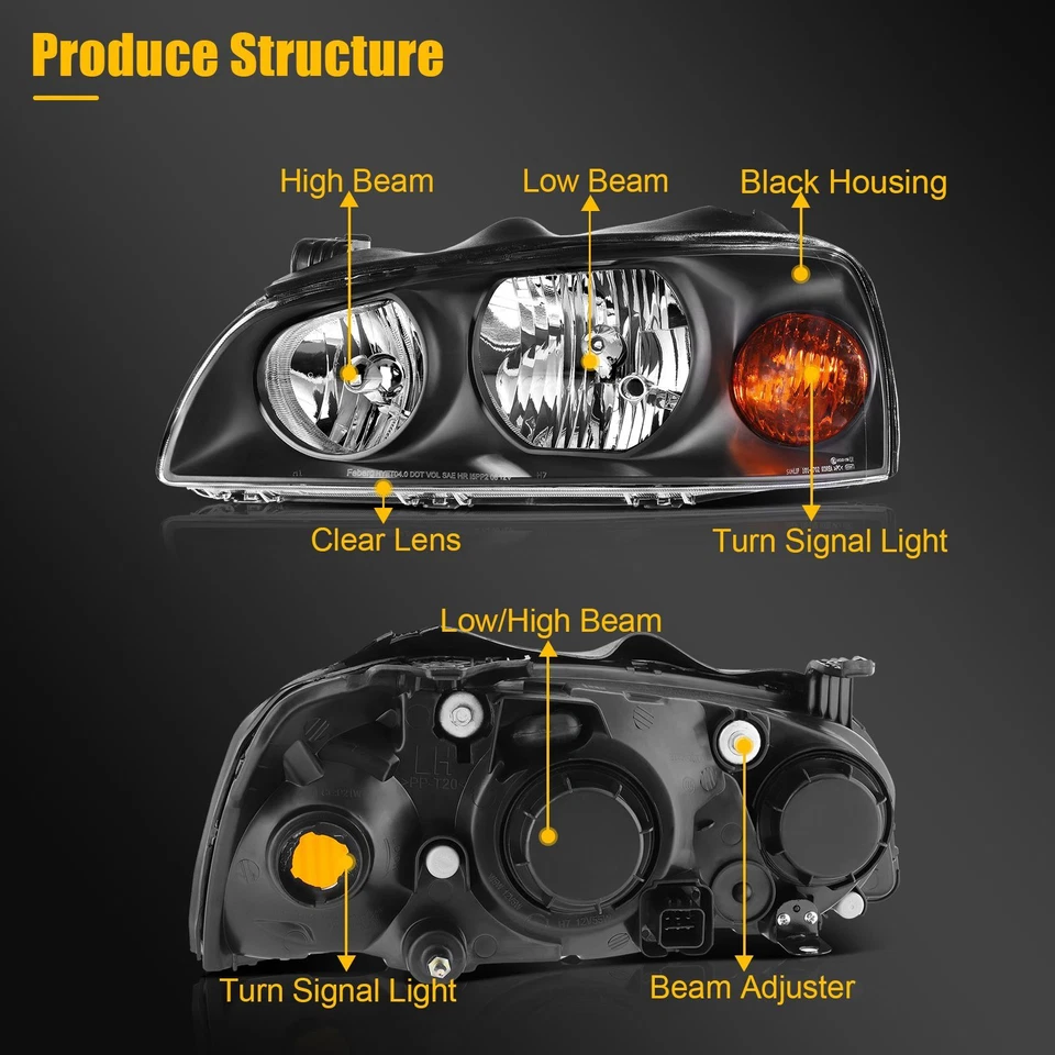 Conjunto de faros para Hyundai Elantra 2004 2005 2006 carcasa negra par diestro+derecho Foto 3 de 4