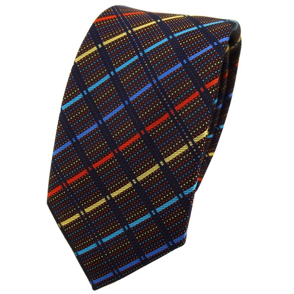 Schmale Tigertie Krawatte In Gold Orange Blau TüRkis Schwarz Gestreift - Schlips-image