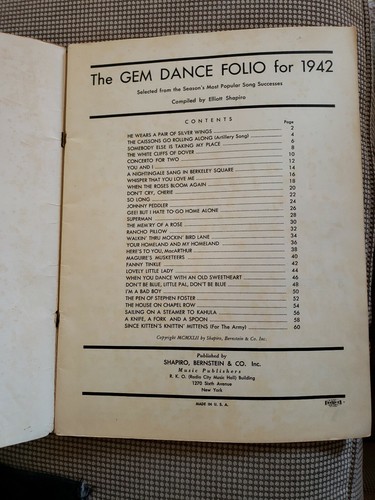 Vntg Sheet Music GEM Dance Folio 1942 Fox Trot Waltz Polka March Guitar Piano - Picture 4 of 5