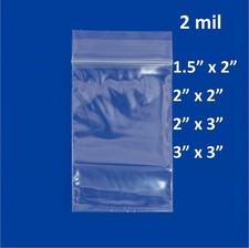 1.5"x2", 3" Clear 2 Mil Plastic Zip Seal Bag Reclosable Lock 2Mil Small Baggies