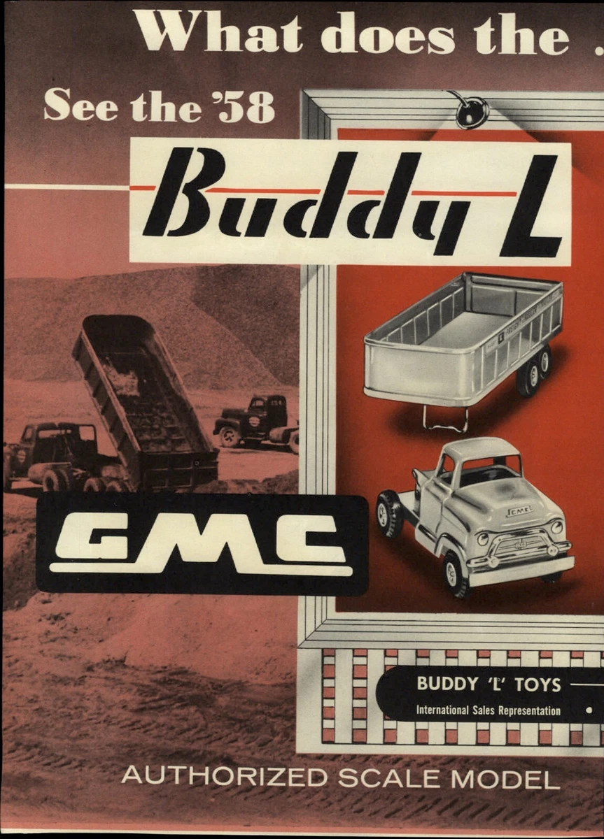 1958 PAPER AD 2 PG Buddy L Toy Truck Fleet Coca Cola GMC Conveyor