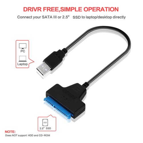 USB to SATA Adapter Cable Data Converter 3.0 to 2.5" Hard Drive SSD to USB - Afbeelding 5 van 7