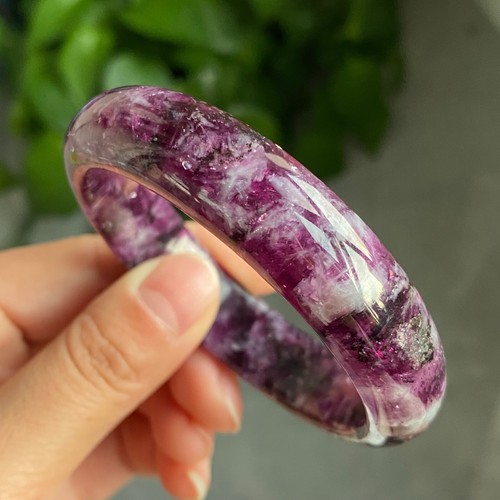 56.8mm Natural Purple lepidolite Quartz Crystal Gemstone Bangle C60 - Picture 2 of 9