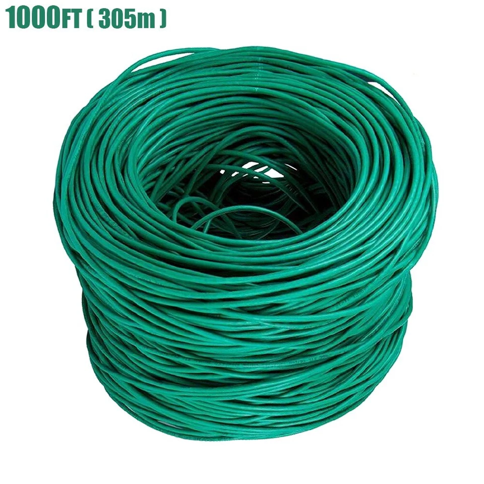 1000FT CAT5E Network LAN Ethernet UTP Bulk Cable Solid Copper Wire 24AWG Green - Image 3 of 4