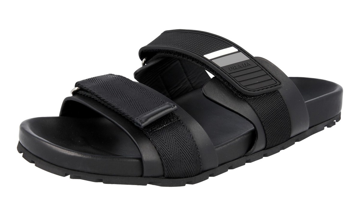 PRADA Leather Band Sandals Slides - 2X3002 - Black - NEW 