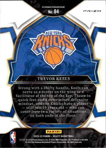 2022-23 Panini Select - Concourse Trevor Keels #84 Blue (RC) - Picture 2 of 2