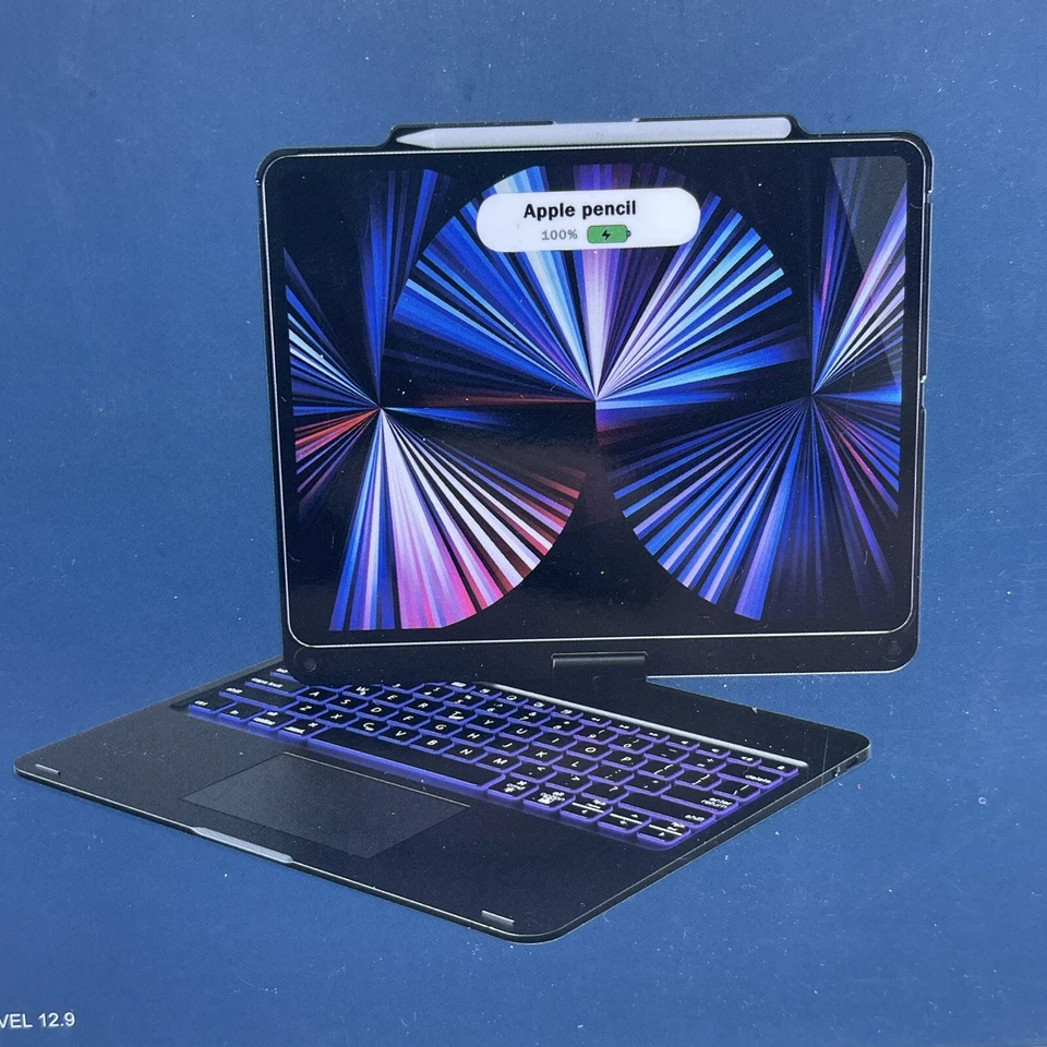 Ultra Slim Swiveling Bluetooth Keyboard Case Fits For iPad 8th,Pro 12.9/11,Air 4 - Image 2 of 4