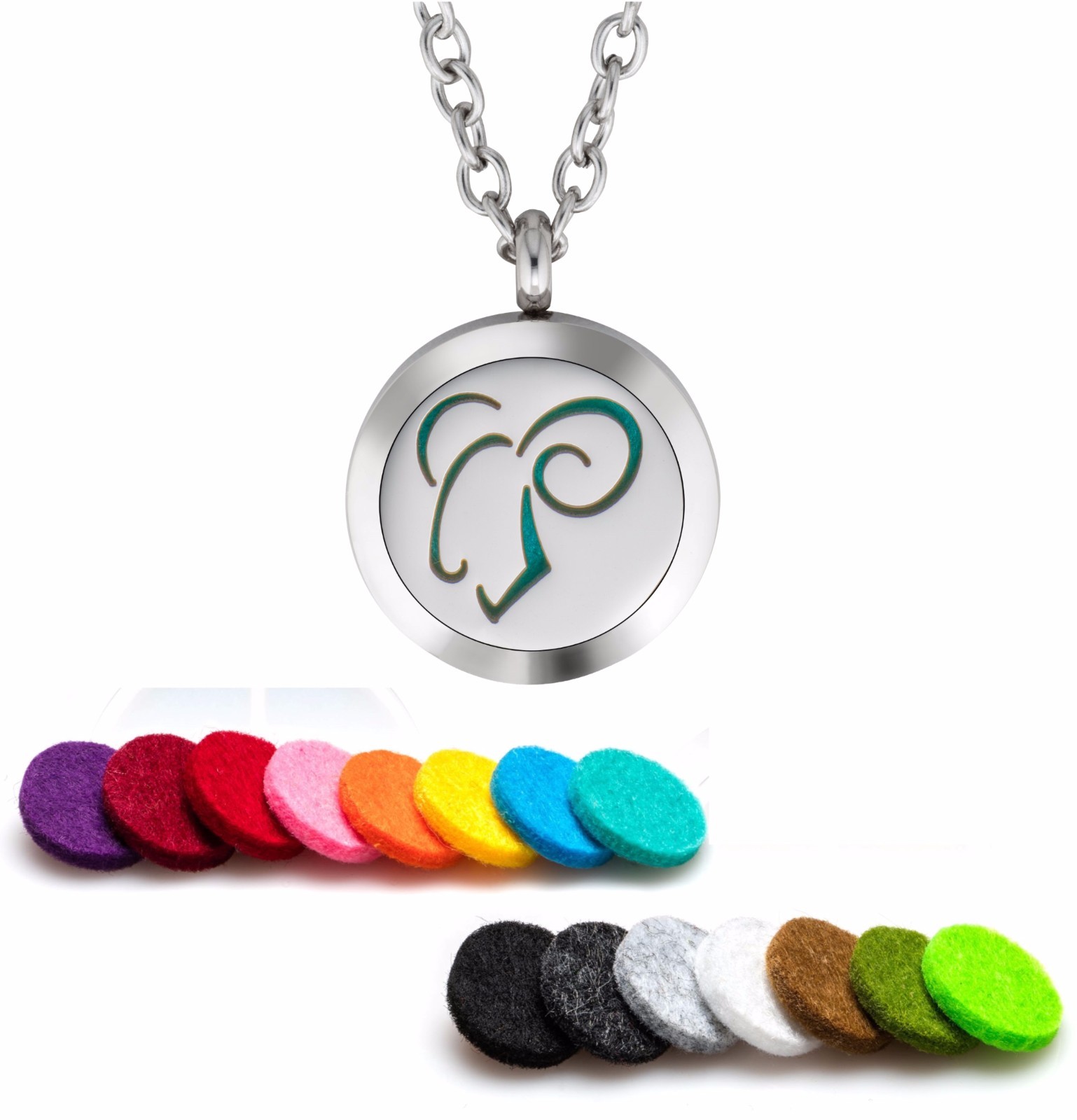 Stainless Steel Aries Zodiac Essential Oil Diffuser Necklace Pendant-image