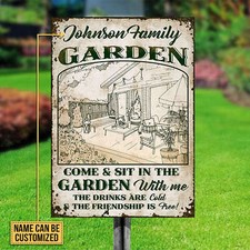Personalized Welcome To Our Garden Classic Metal Signs For Gardening Outdoors