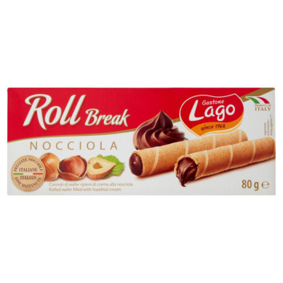 Gastone Lago Roll Break Nocciola Waffelpad Wafer gefüllt Haselnusscreme 80g