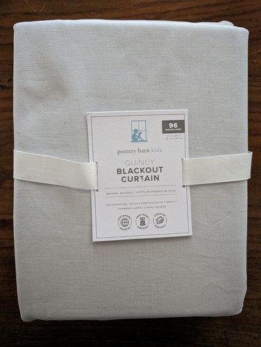 POTTERY BARN KIDS Set of 3 Quincy Canvas Blackout Curtains-44x96"-Light Gray-NWT