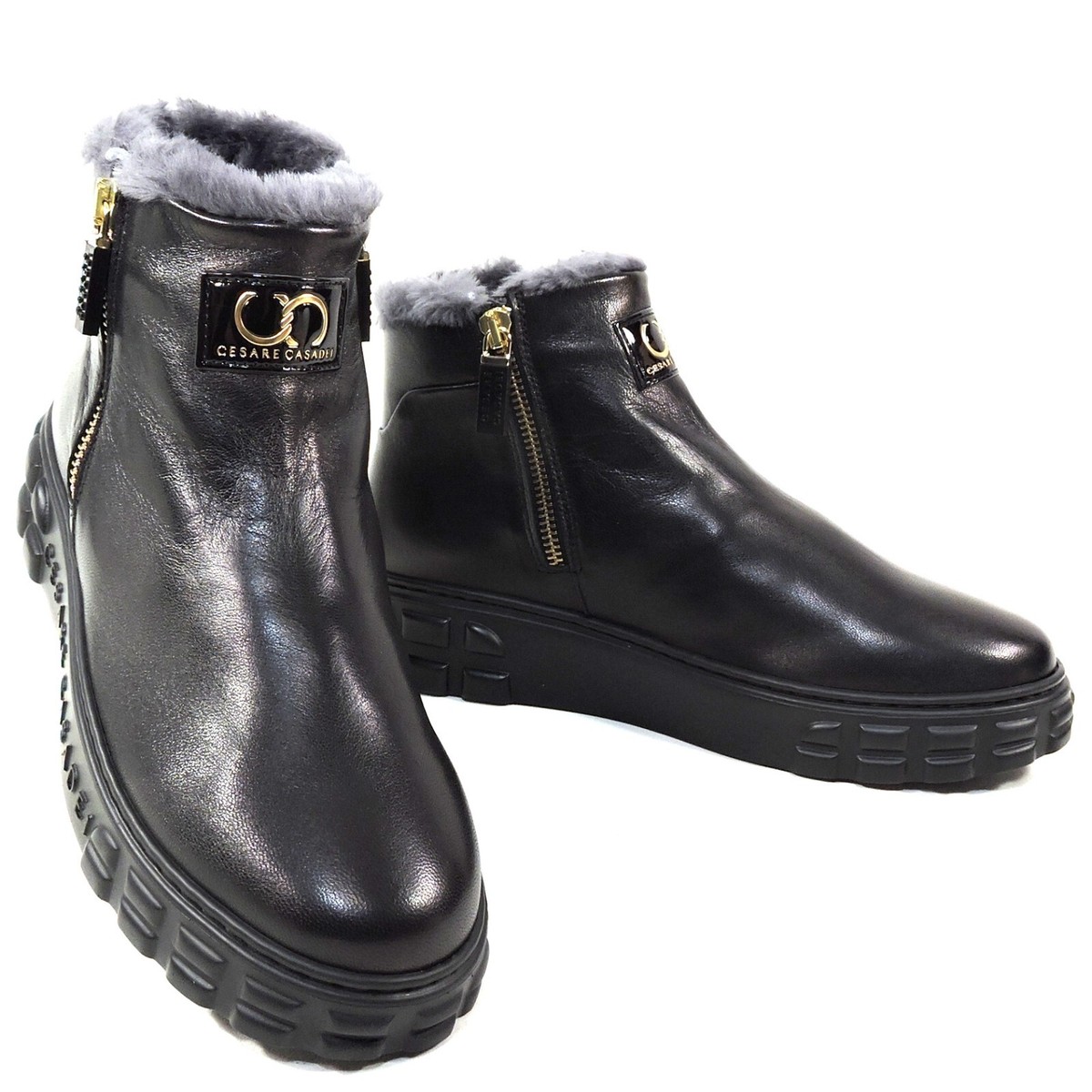 CASADEI 🇮🇹 WOMEN'S BLACK SOFT LEATHER COMFORT FASHION BOOTIE