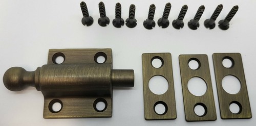 Window Sash ventilating Bolt Latch vent lock air 3 strike Plates heights brass - Picture 7 of 29