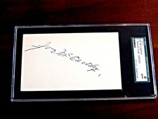 JOE MCCARTHY WSC NY YANKEES RED SOX HOF SIGNED AUTO VINTAGE INDEX CARD JSA