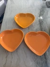 Fiesta 1 Butterscotch and 2 Tangerine Large Heart Bowls (3 Avail)
