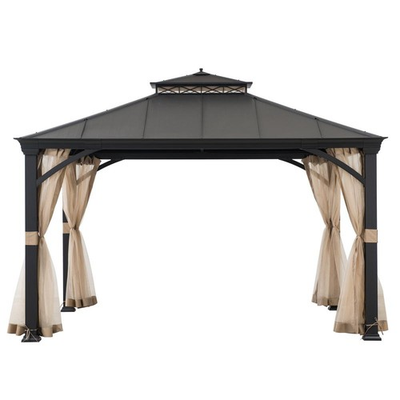 #ad Sunjoy Outdoor Patio 11x13 Black 2 Tier Aluminum Backyard Hardtop Gazebo $973.67