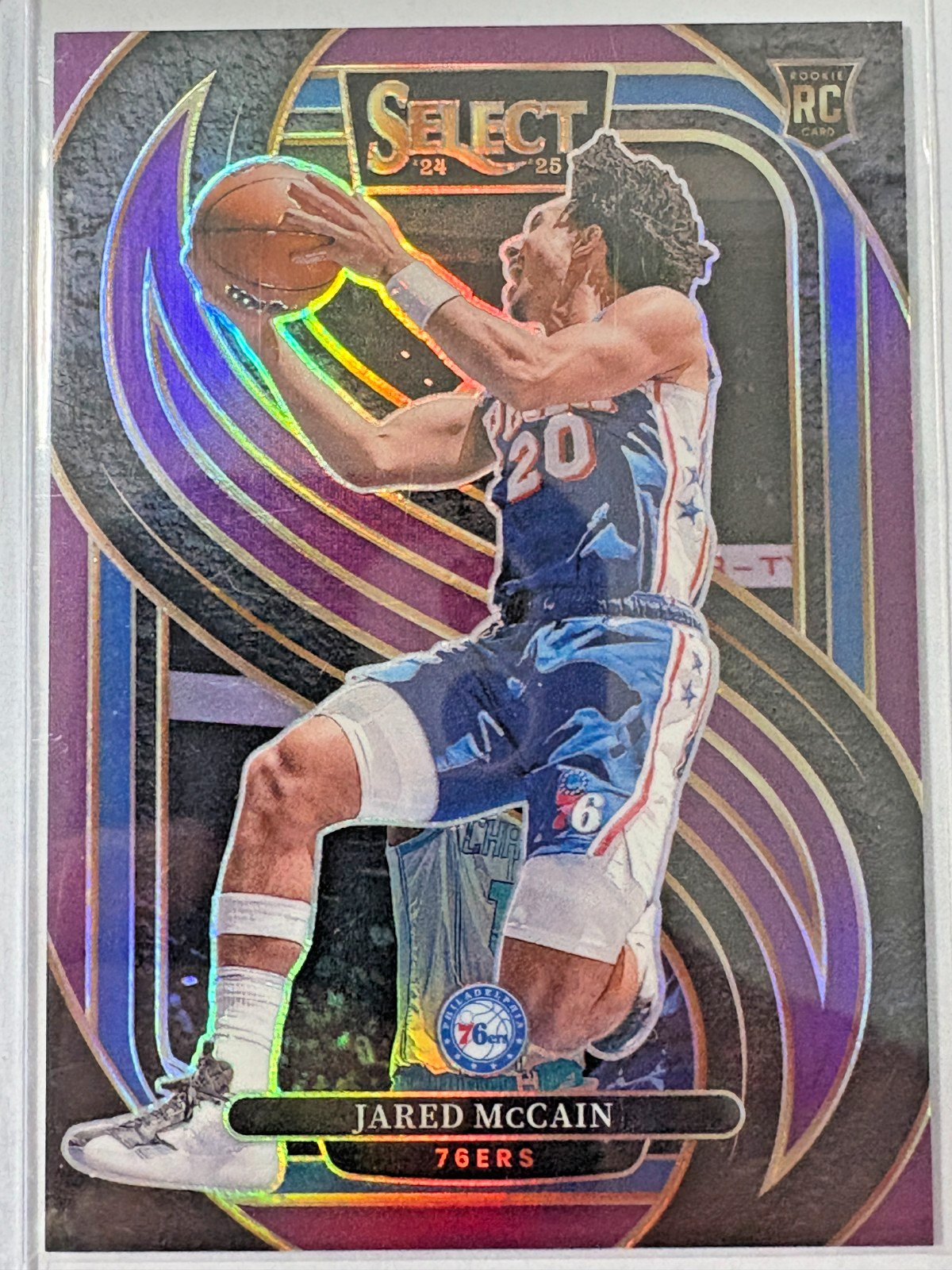 Jared McCain 2024-25 Select Purple Prizms #184 Philadelphia 76ers /99