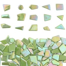Youway Style Iridescent Glass Mosaic Tiles for Crafts Bulk,200g Green Broken ...