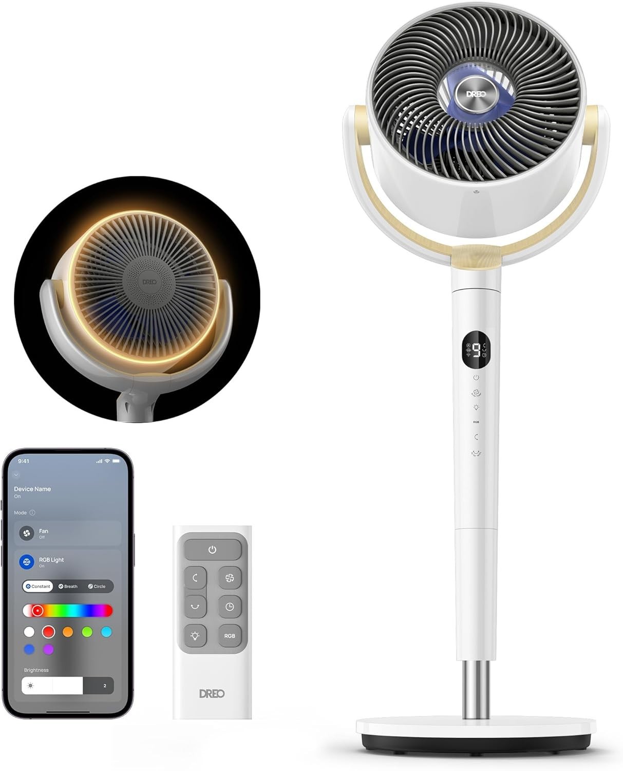 Smart Fan for Bedroom, 120° +120° Omni-Directional Oscillating Fans, 100Ft Quiet