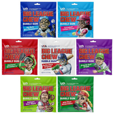 Bulk Baseball Gum Variety Pack - 7 Baseball Candy Flavors in 2.12Oz Packets -  B