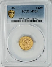 1907 $2 1/2 Gold Liberty $2.5 MS65 Secure PCGS 950485-4