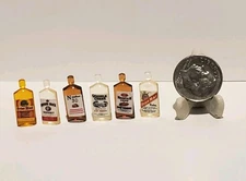 Lot of 6 Half Scale Dollhouse Miniature Liquor Bottles 1/24