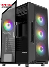 Zalman I3 NEO ATX Mid Tower PC Case, 4 X Fixed RGB Fans Pre-Installed for High P