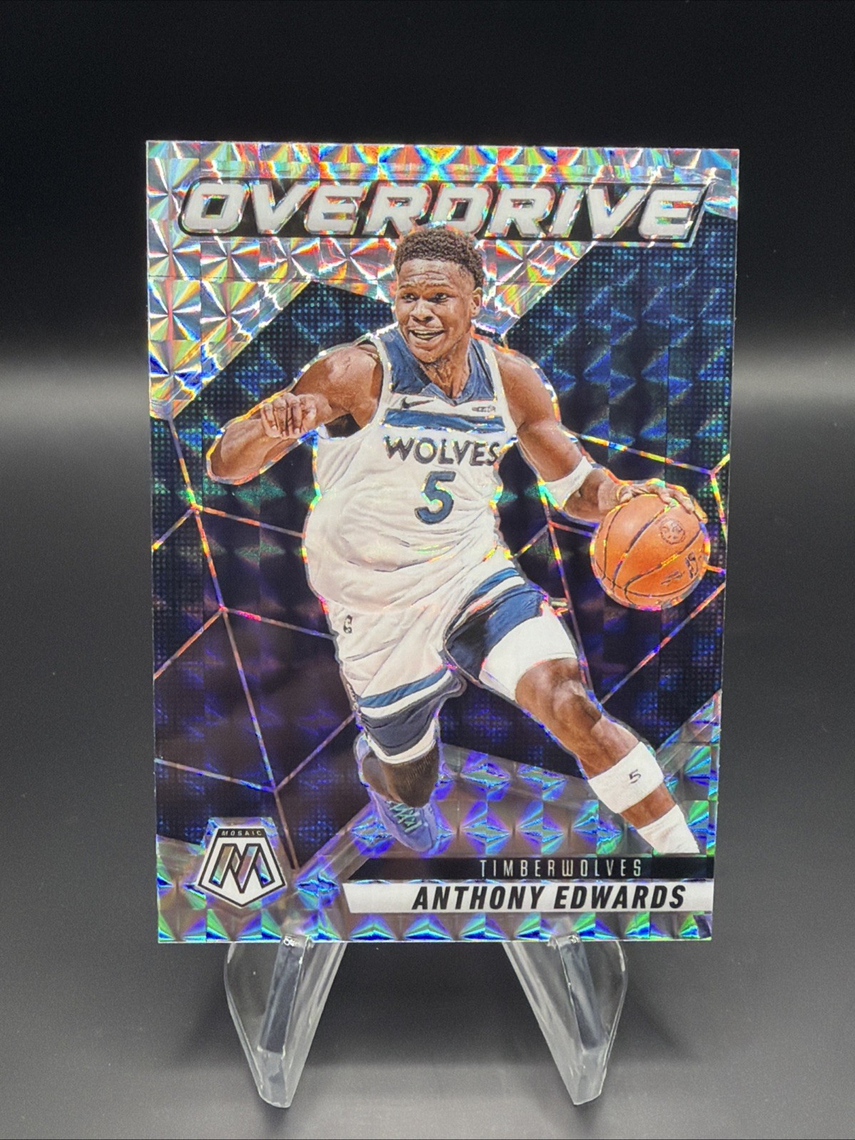 2024-25 Mosaic Anthony Edwards Overdrive Silver Prizm #14 Minnesota Timberwolves