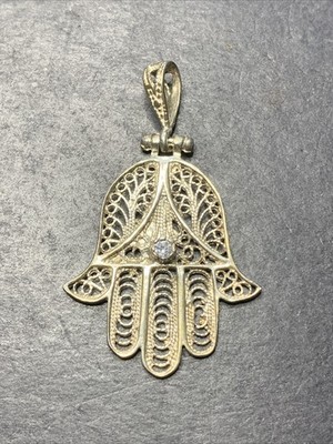 Sterling Silver 925 Lot Necklace Pendant V61 Hand Hamsa Buddha Peace Love Eye Me