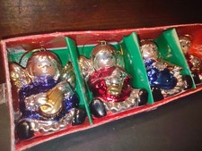 Vtg Porcelain Christmas Angel Ornaments 2"x2" Set Of 4