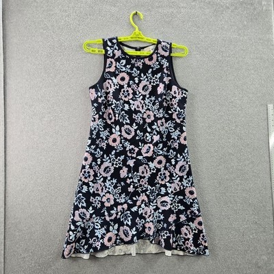 LOFT Women Dress 8 Navy Floral Fit & Flare Midnight Garden Flounce Ruffle Hem