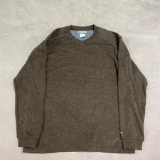 Columbia Knitted Jumper Pullover V-Neck Knit Sweater With Logo Men's Xl