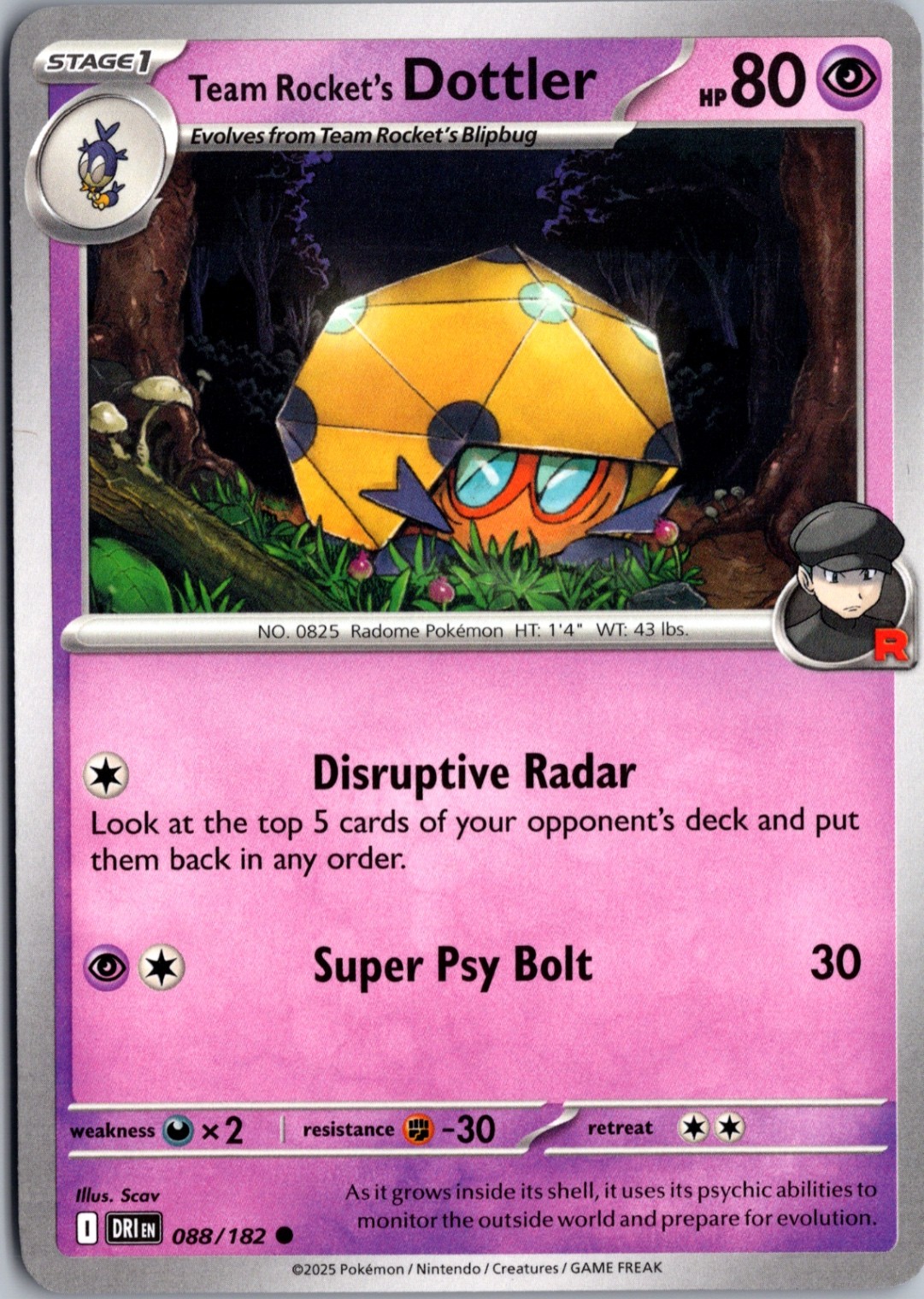 Team Rocket's Dottler Common SV10: Destined Rivals 088/182 NM