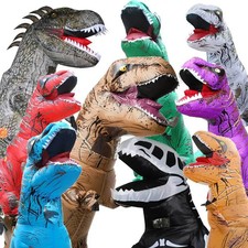 Inflatable T-Rex Dinosaur Costume Adult Kids Halloween Cosplay Fancy Dress Party