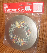 Vintage Ballonoff Stove 4 Gold Burner Covers Two Sizes Christmas Wreath USA NWT