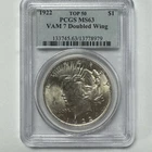1922 Peace Silver Dollar PCGS MS63 VAM 7 Doubled Wing $1