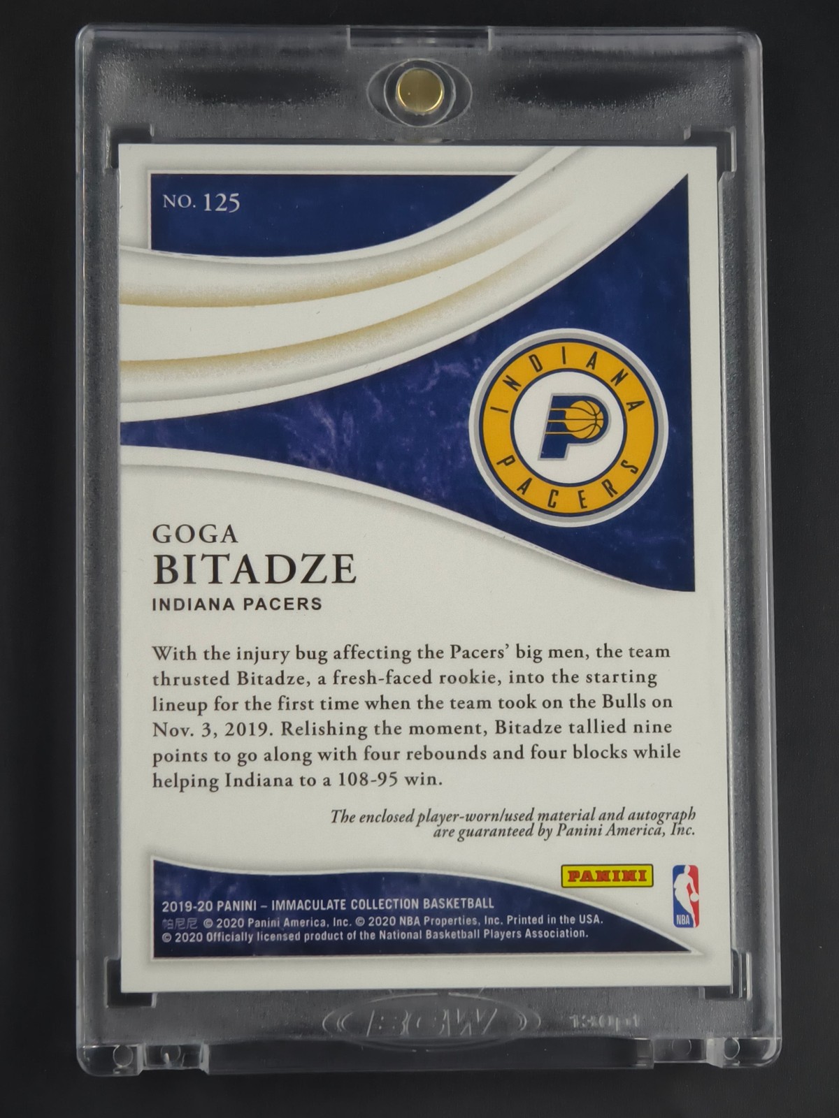 Goga Bitadze RC 2019-20 Immaculate Rookie Patch Auto Jersey Number 51/88 [3hk view 2