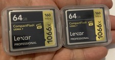 Lot 2 Lexar Professional 1066X 64GB Compact Flash CF Card UDMA 7 Tested Works
