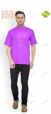 Mens Kurta Mens Cotton Shirt Top Tunic Kurta Solid Half Sleeve Plus Size Kurta