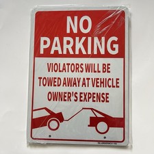 Reflective Arrow NO PARKING Violators Will Be Towed Away Aluminum Sign 10x14  