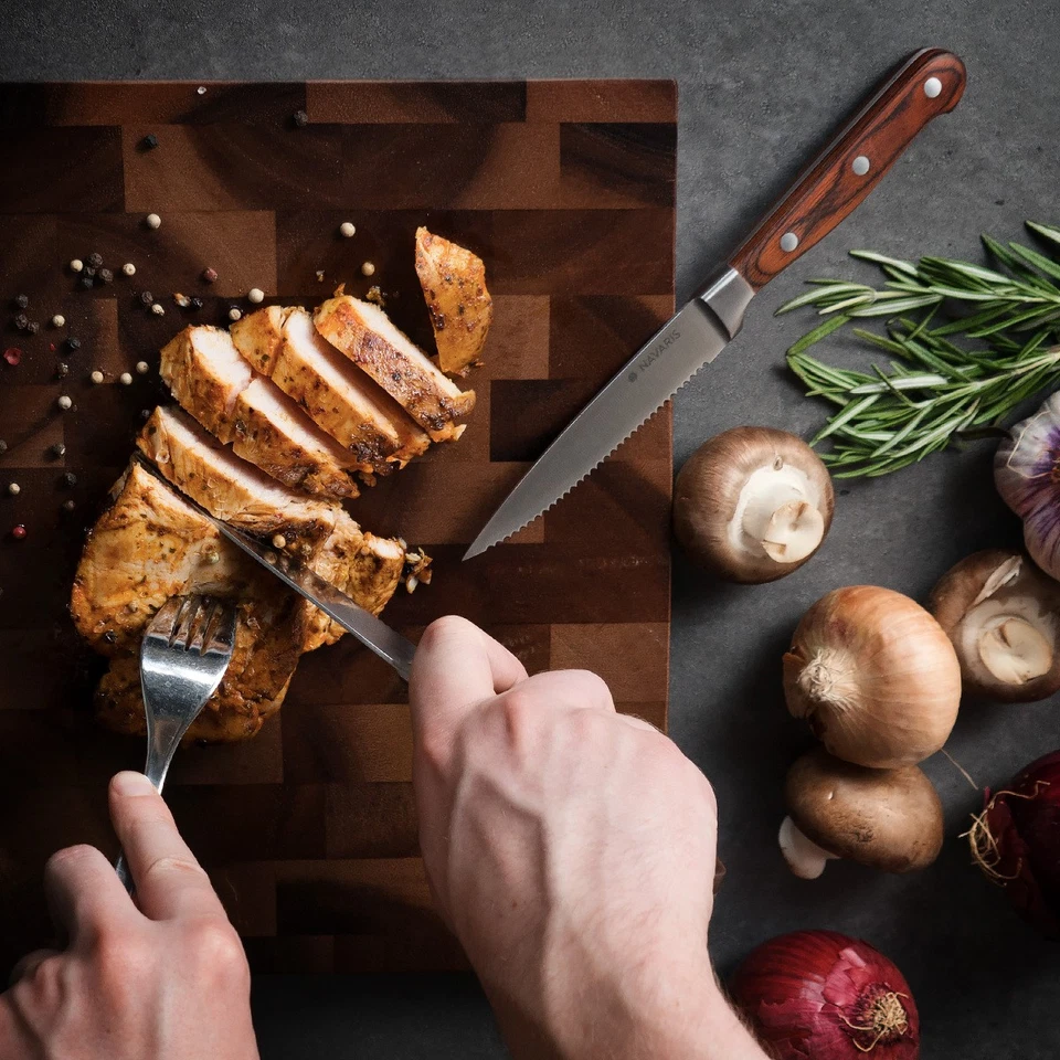 Steakmesser Set mit Holzgriff Besteck Messer 6-teilig Besteckset aus Edelstahl - Bild 4 von 4