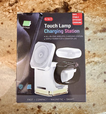 4-in-1 Touch LED Lamp Wireless Charging Station, Magnetic Desk Dock, White