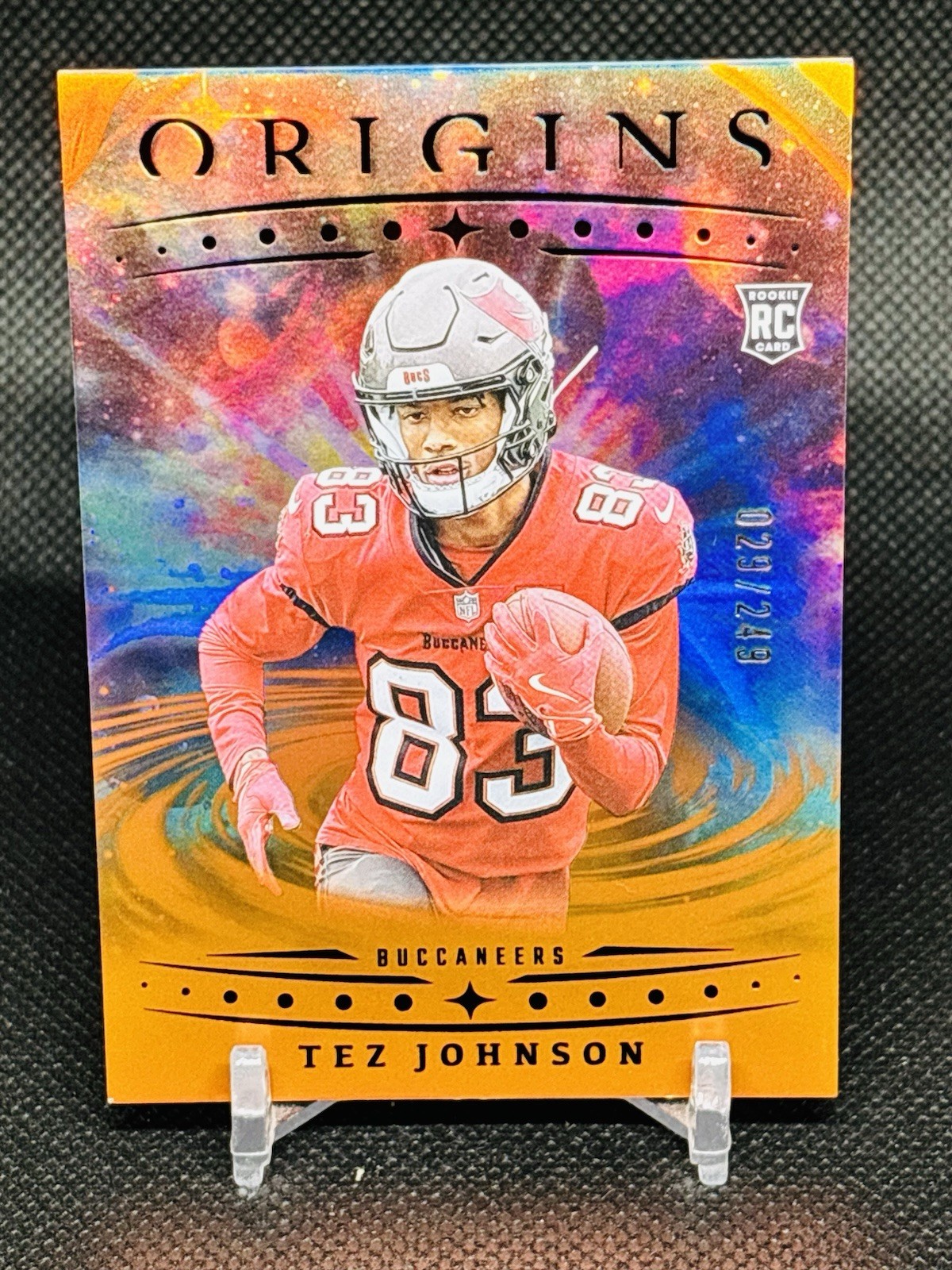 2025 Panini Origins - Rookies Tez Johnson, Tez Johnson #133 Holo Orange /249 RC