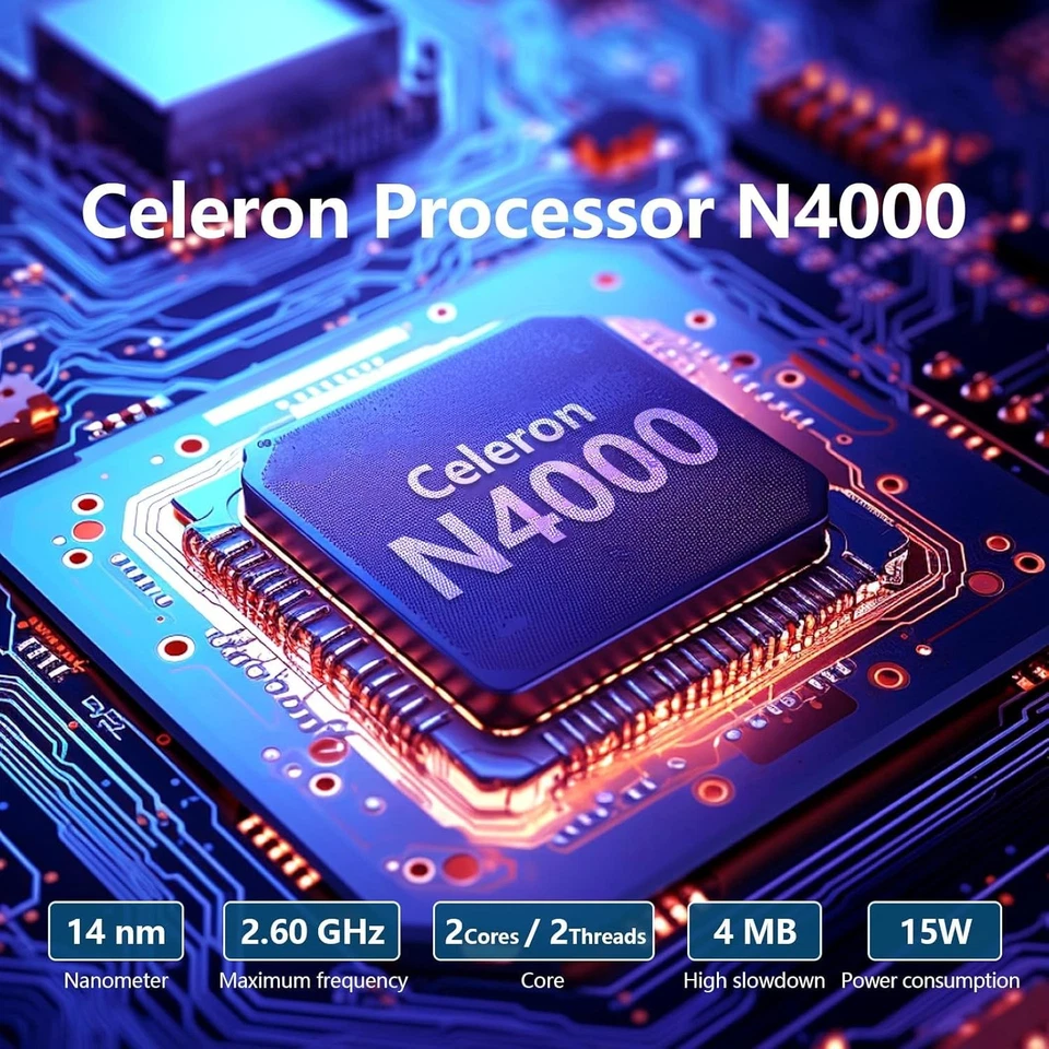 PC Portatile Da 15,6 Pollici, Computer Portatile Celeron N4000, Laptop 12GB RAM - Immagine 2 di 4