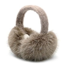 Women Winter Ear Muffs M/L Big Cover Fluffy Faux Fur Earmuffs Women Men Brown