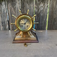 CHELSEA SHIP'S BELL CLOCK YACHT WHEEL MARINER , running