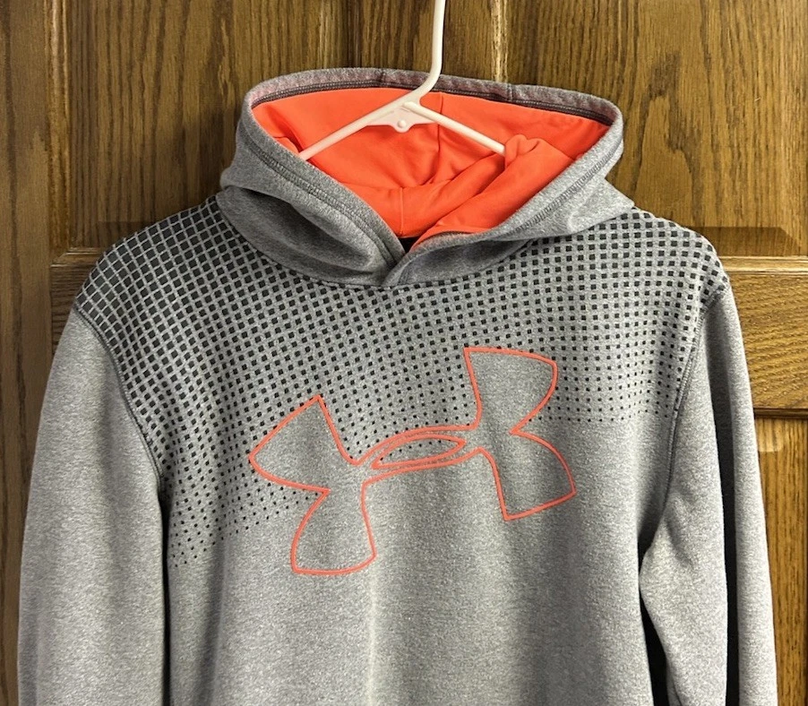 Sudadera con Capucha Under Armour Juvenil Talla XL Naranja/Gris Suelta ColdGear Sudadera con Capucha Foto 2 de 4