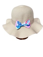 Kids New Tommy Bahama Hat Summer Sun Straw Bow